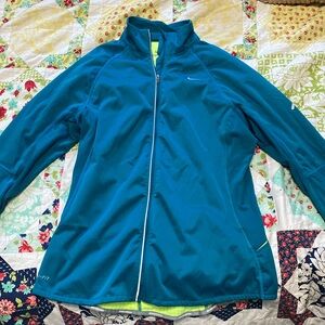 Medium Teal and Green Nike Dri-fit Full Zip Light Jacket